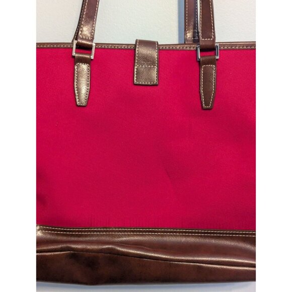 Etienne Aigner Large Classic Hot Pink Tote Bag Shoulder Bag Brown Buckle - Picture 8 of 16